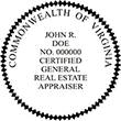 Virginia Certified Genereal Real Estate Appraiser   